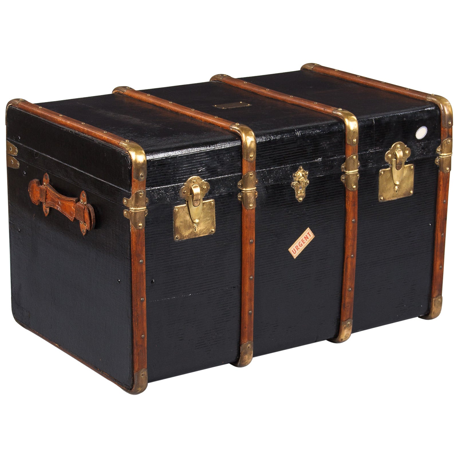 1900s French Black Traveling Trunk