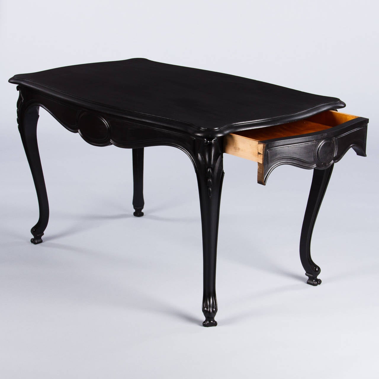 Ebonized French Napoleon III Painted Table or Desk, 1870s