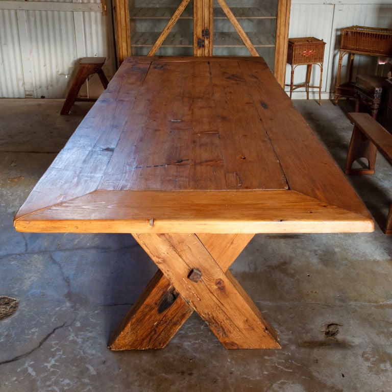 20th Century French Country Rustic Farm Dining Table