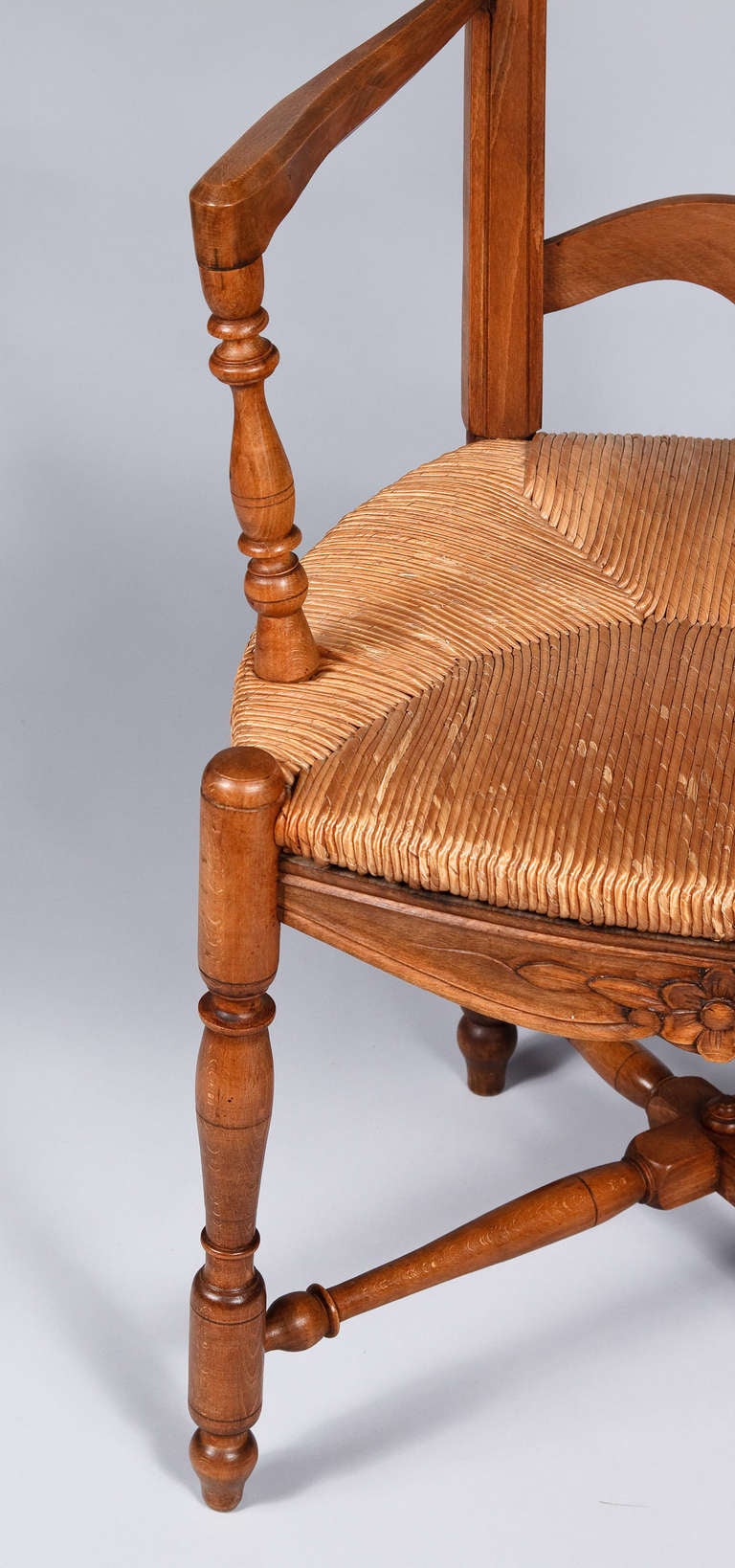 French Country Rush Seat Armchair, 1920s at 1stdibs