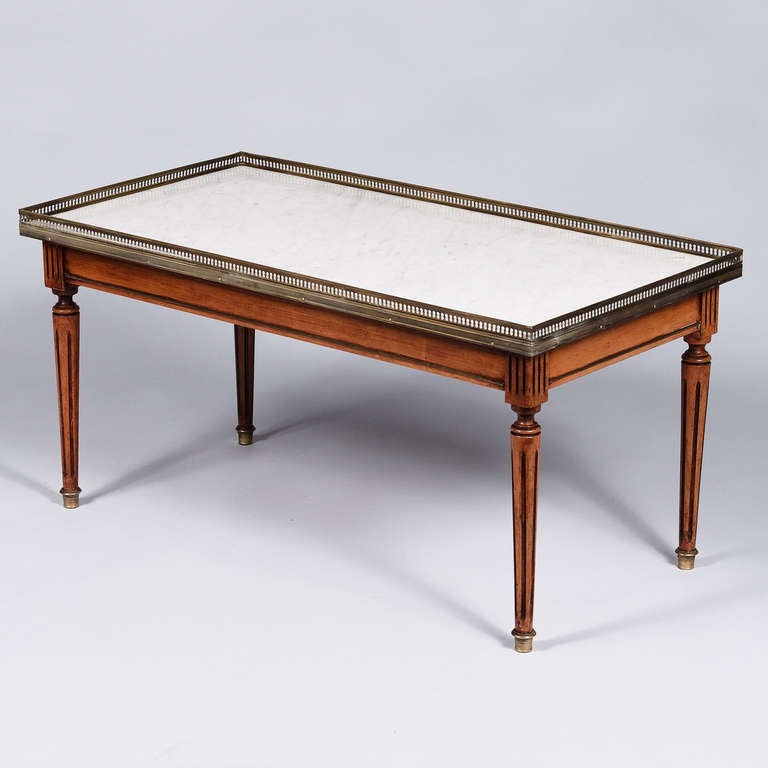 20th Century French Louis XVI Style Coffee Table with Marble Top, Early 1900s