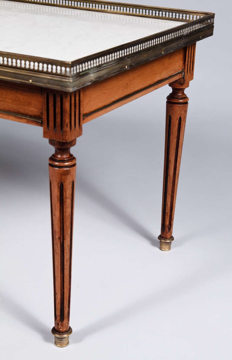 French Louis XVI Style Coffee Table with Marble Top, Early 1900s 1