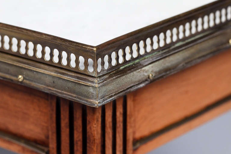 French Louis XVI Style Coffee Table with Marble Top, Early 1900s 4