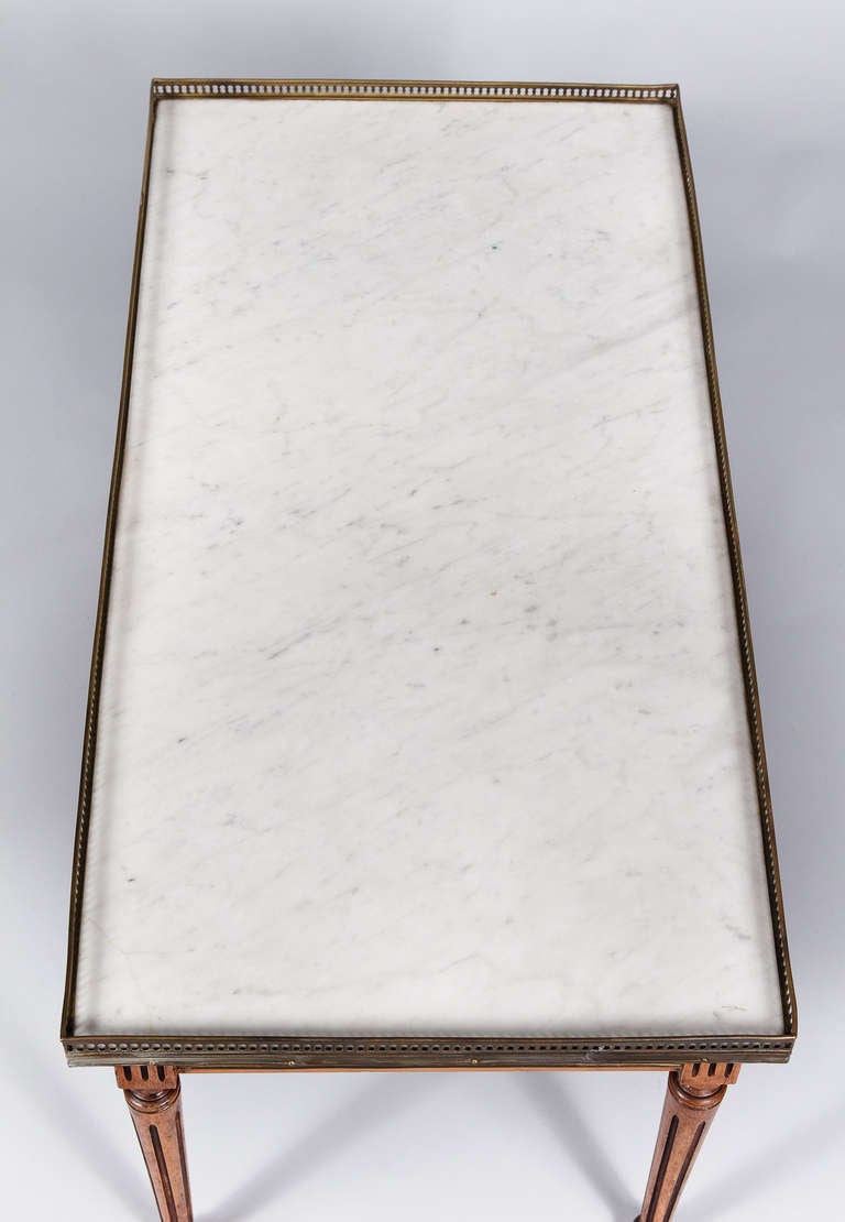 French Louis XVI Style Coffee Table with Marble Top, Early 1900s 2