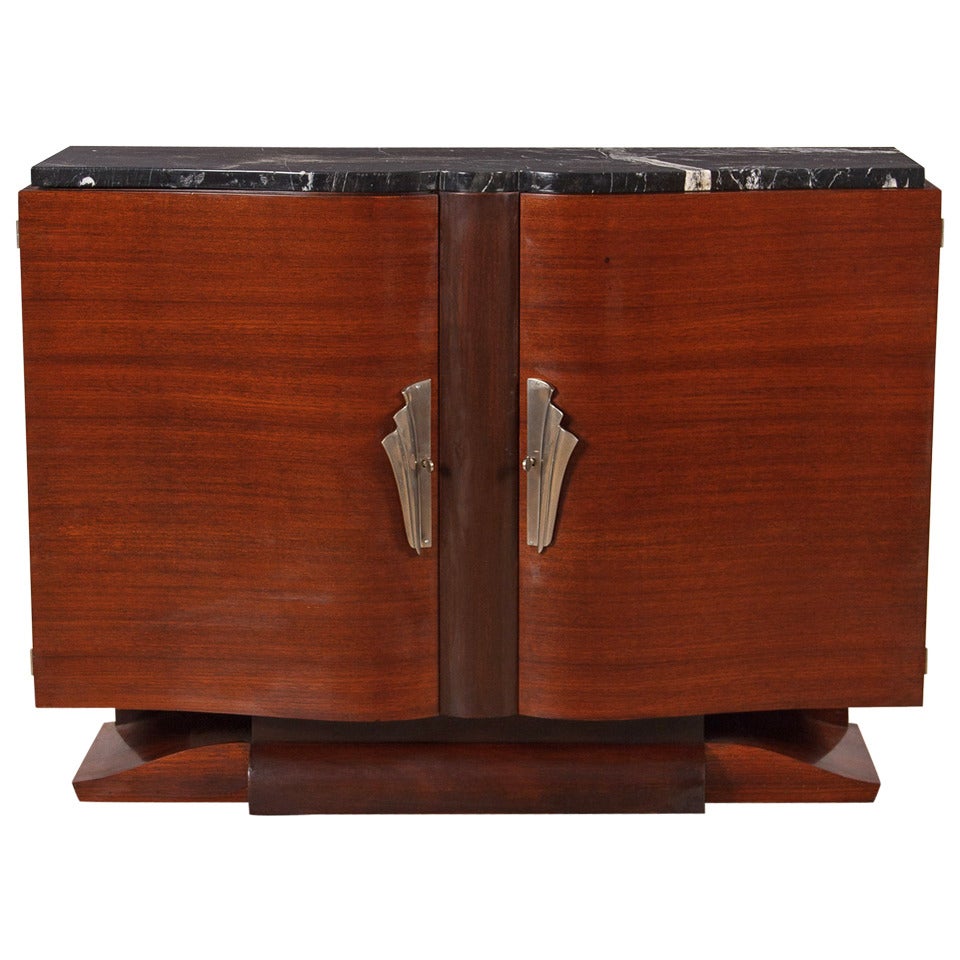 French Art Deco Rosewood Buffet with Marble Top, 1930s