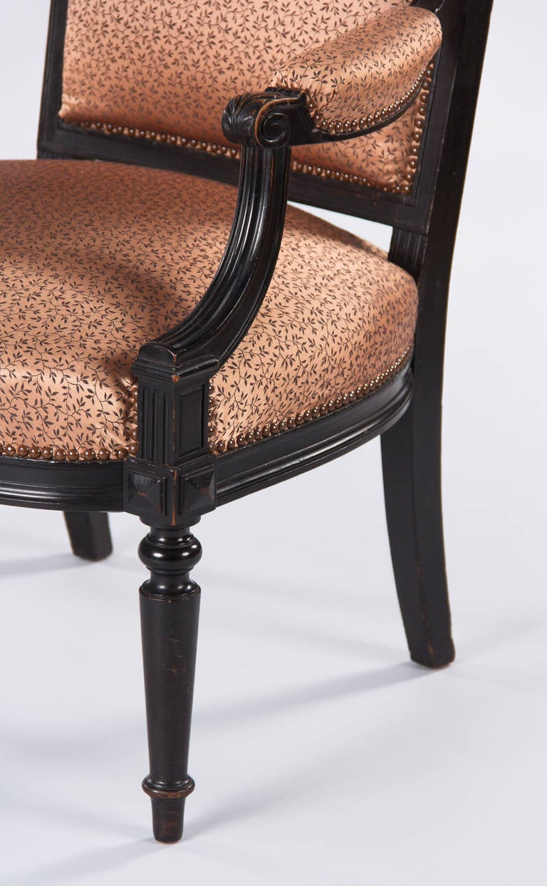 19th Century French Napoleon III Ebonized Armchair, 1870s