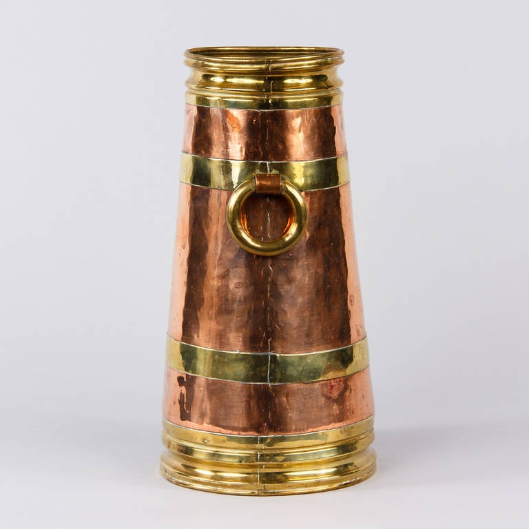 20th Century French Copper and Brass Umbrella Holder, Early 1900s
