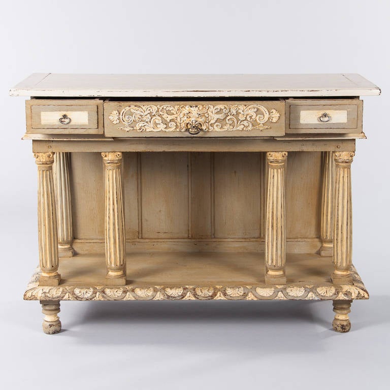 French Renaissance Revival Painted Sideboard, Late 1800s 4