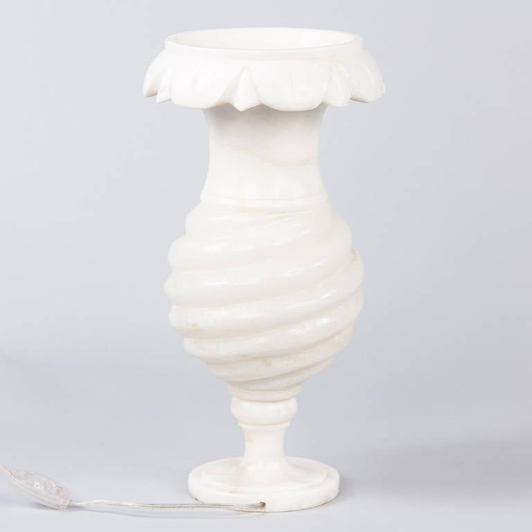 French Alabaster Torchere Lamp, 1940s 5