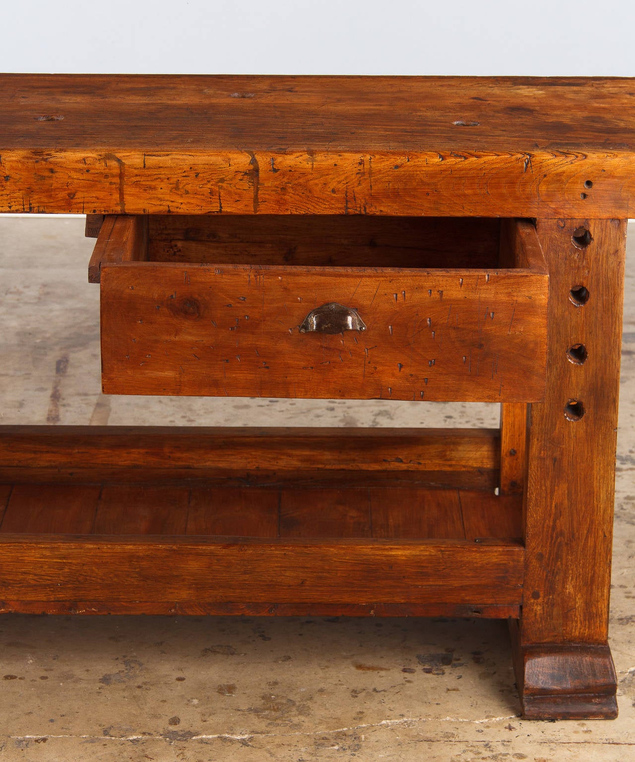 19th Century French Industrial Walnut Carpenter's Workbench, Late 1800s
