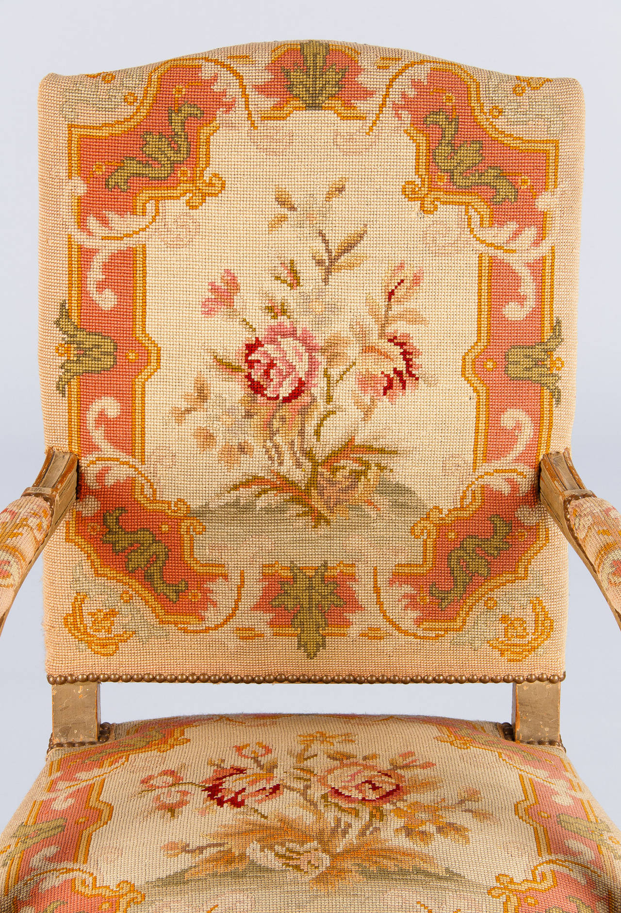 Pair of French Louis XV Style Painted Armchairs, circa 1920s 2