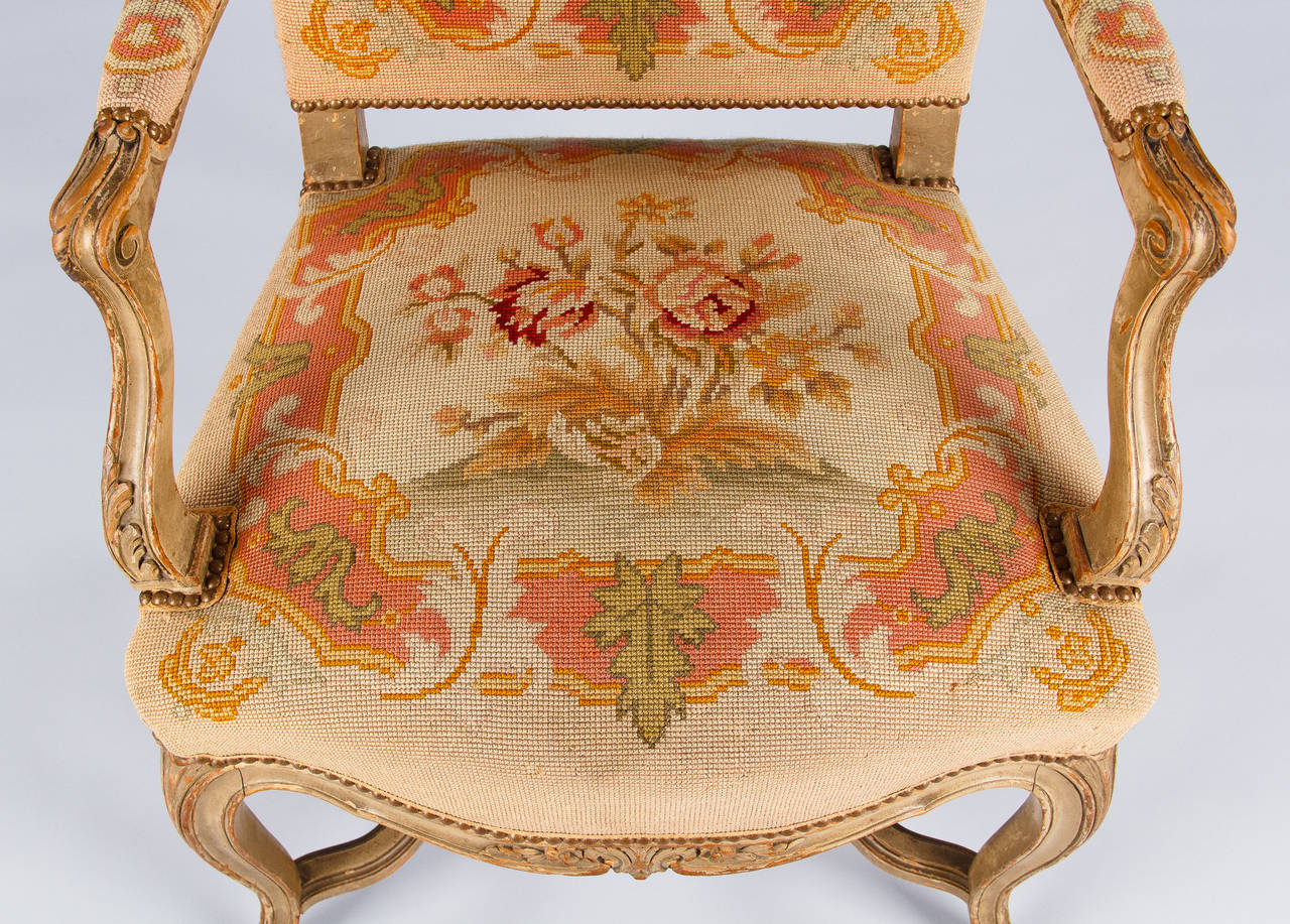Pair of French Louis XV Style Painted Armchairs, circa 1920s 3