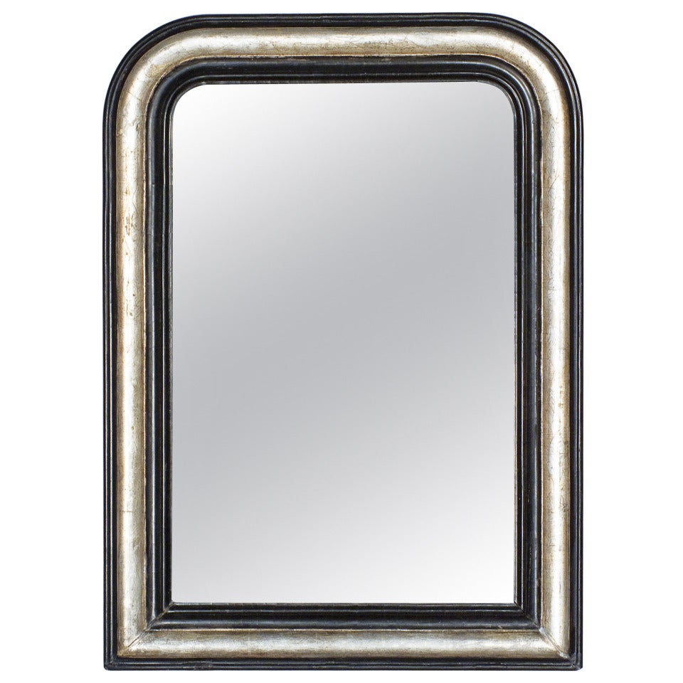 French Louis Philippe Silver Leaf Mirror, 19th Century