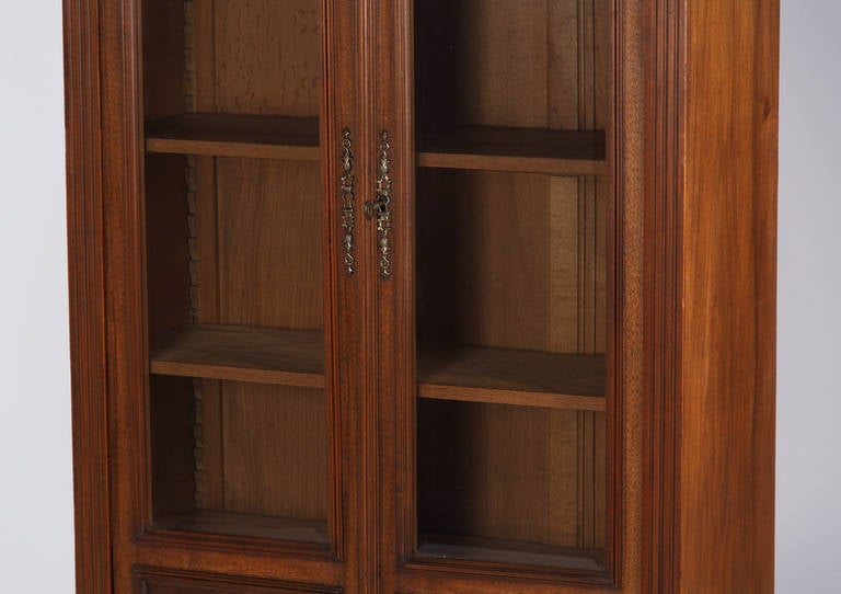 Glass French Cherrywood Louis XVI Style Bookcase, Early 1900s