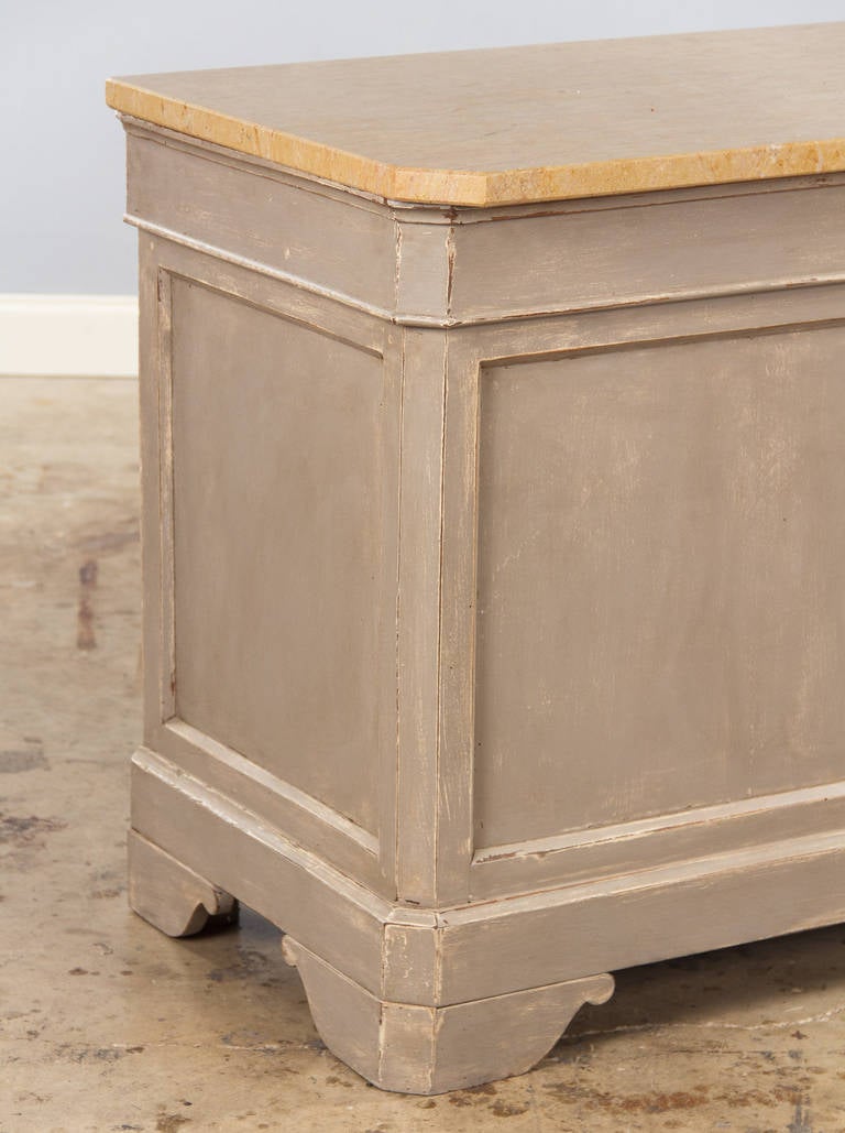 20th Century French Painted Bakery Counter with Granite Top, 1900s