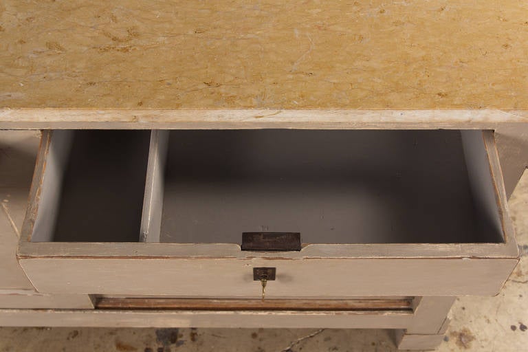 French Painted Bakery Counter with Granite Top, 1900s 2