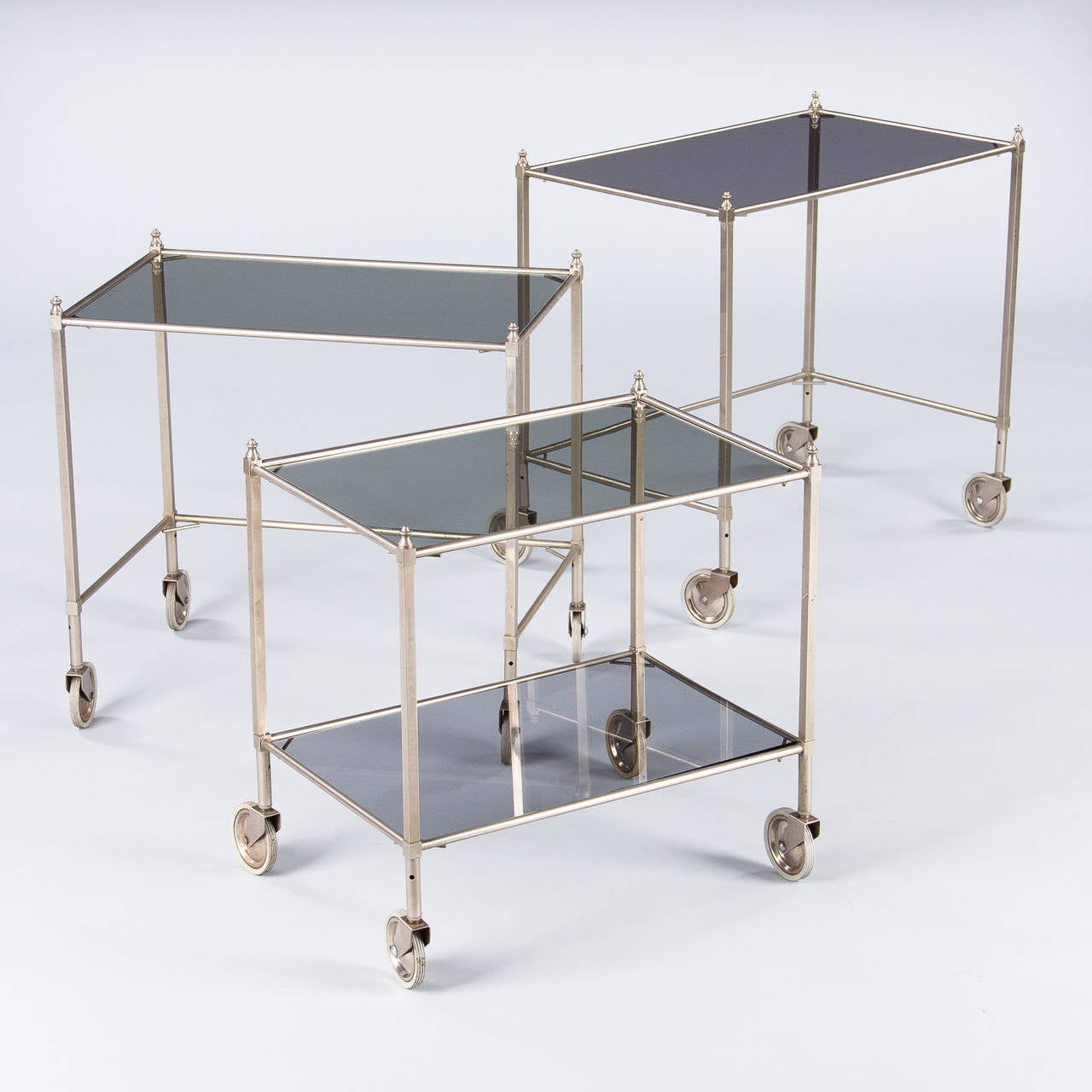 Set of Three Nickel Nesting Tables from Germany, 1970s 3
