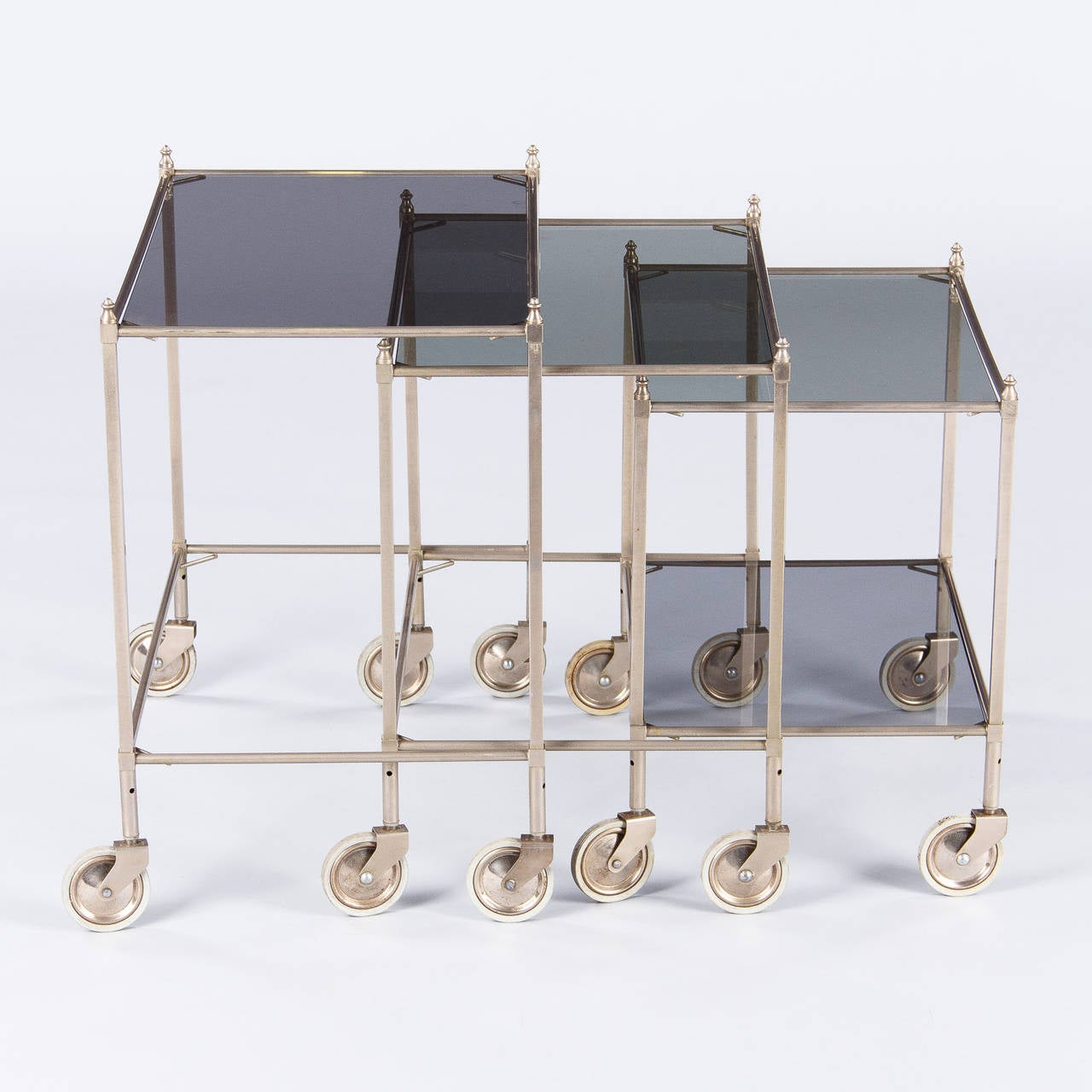 Polished Set of Three Nickel Nesting Tables from Germany, 1970s