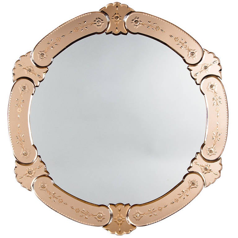 French Round Glass Mirror, Circa 1940s at 1stdibs