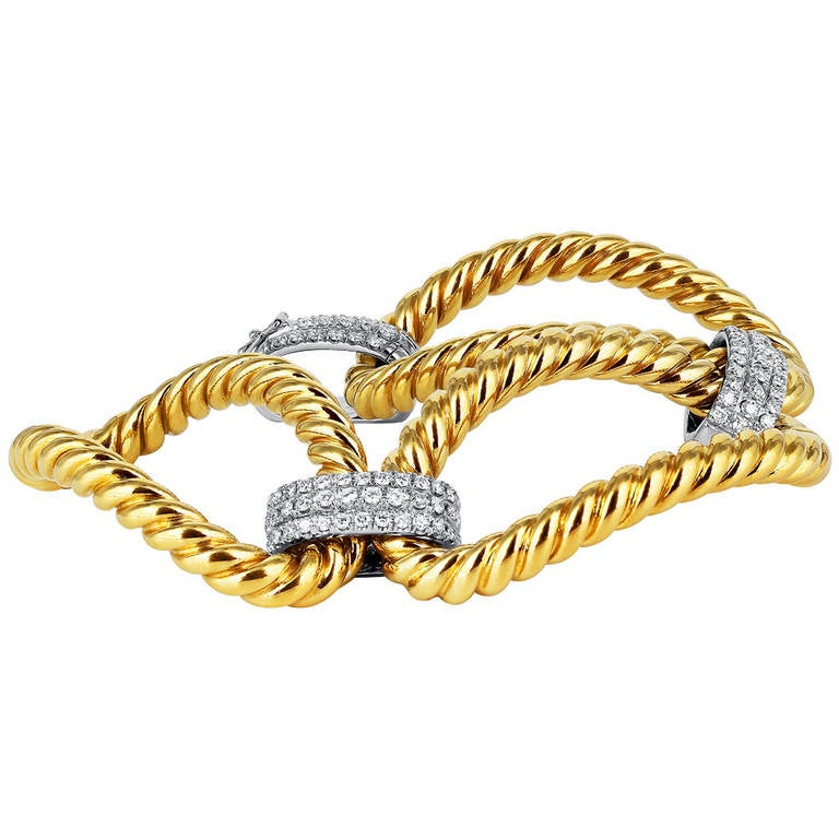 Diamond Flexible Rope Design Link Bracelet For Sale