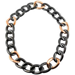 Jona High-Tech Black Ceramic Gold Curb-Link Necklace 3