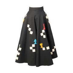 Juli Lynne Charlot Chess Game 1950's Felt Skirt 7