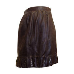 Valentino Chocolate Leather Skirt