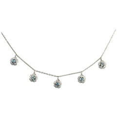 Julius Cohen Aquamarine and Diamond Flower Necklace