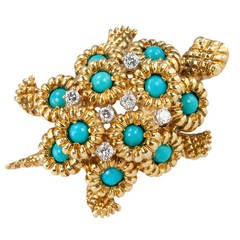 Turtle Brooch with Turquoise and Diamonds 5