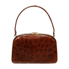 1950s Brown Crocodile Skin Bag