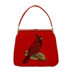 Retro 1950s Red Woven Bag