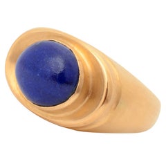 Retro Handsome Lapis Gold Ring