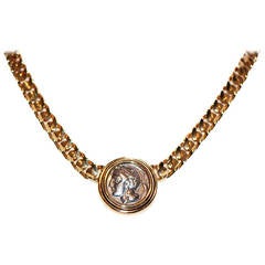 Bulgari  Antique Roman Coin Solid Golden Necklace