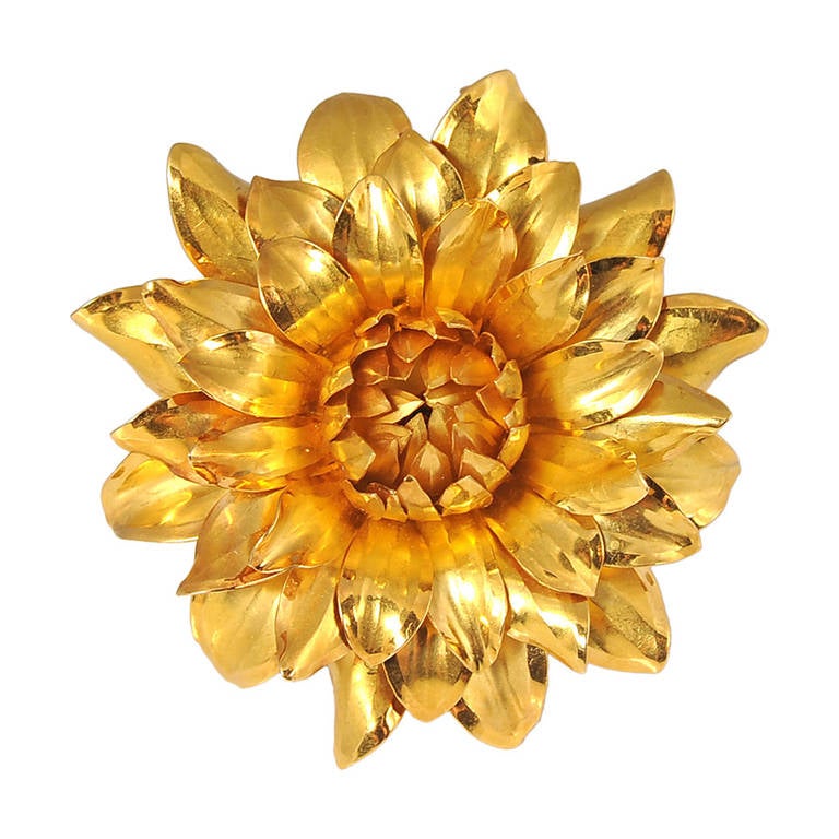 Tiffany Gold Chrysanthemum Brooch 