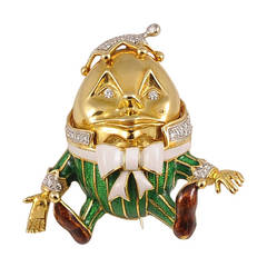 Tiffany & Co. Signed Gold and Enamelled "Humpty Dumpty" Brooch Donald Claflin