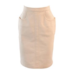 Fabulous Chanel Off White Stretch Denim Utility Style Skirt Size 38