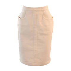 Fabulous Chanel Off White Stretch Denim Utility Style Skirt Size 38 2