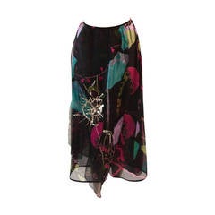 Sensational Christian Lacroix Silk Tropical Pants with Overlay Size 36