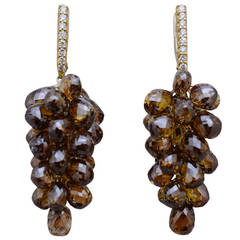 Cognac Color Diamond Briollette Earrings 5