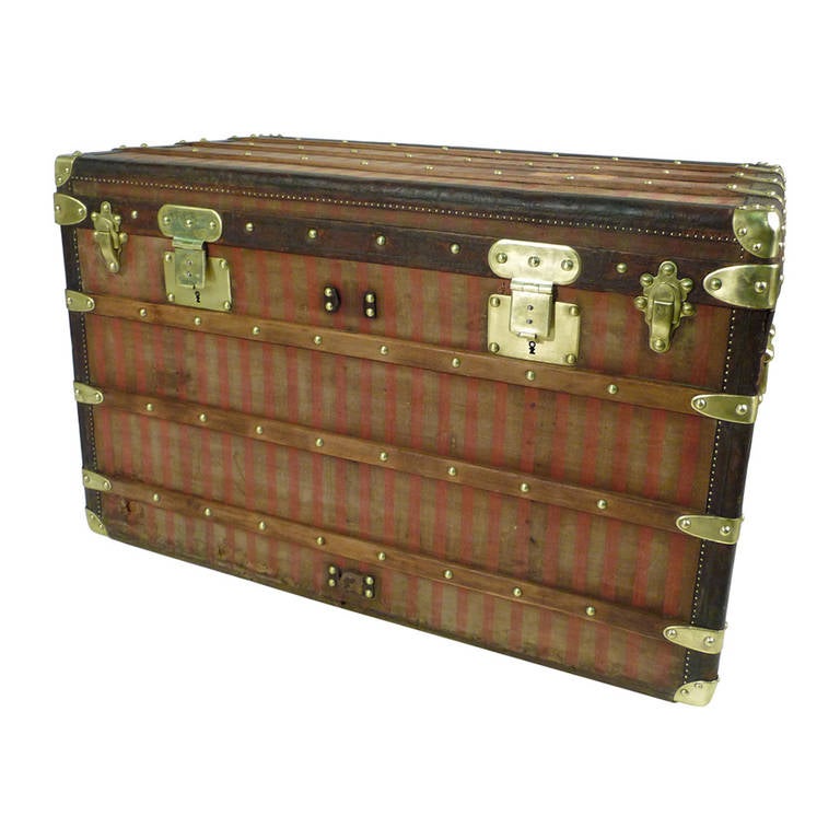 Louis Vuitton Red Stripes  Steamer trunk  1888 For Sale