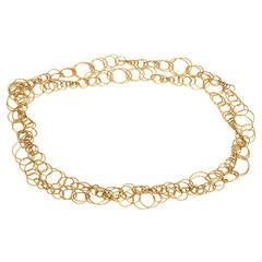 Beautiful Yellow Gold Double Circle Chain Link Necklace