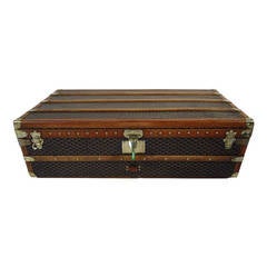 Vintage Goyard  Cabin Trunk with Chevron Canvas 1930s  / Malle Goyard