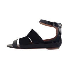 Alaïa Black Patent and Elastic Sandals