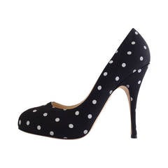 Brian Atwood Black and White Polka Dot Pump