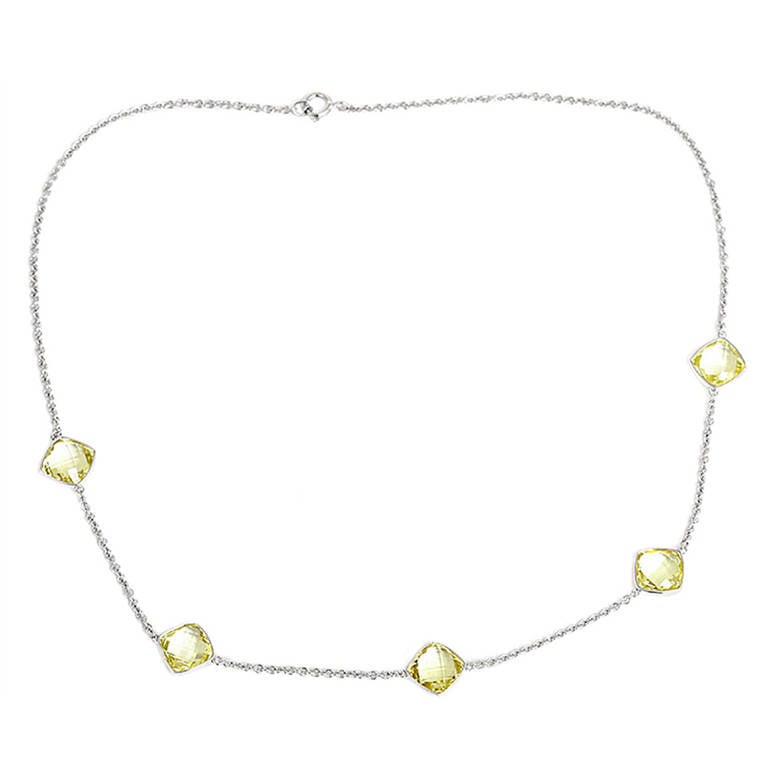 Beautiful Yellow Quartz White Gold Necklace