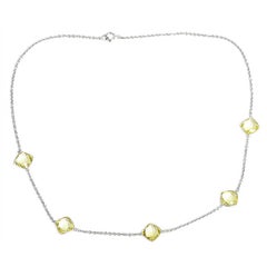 Beautiful Yellow Quartz White Gold Necklace