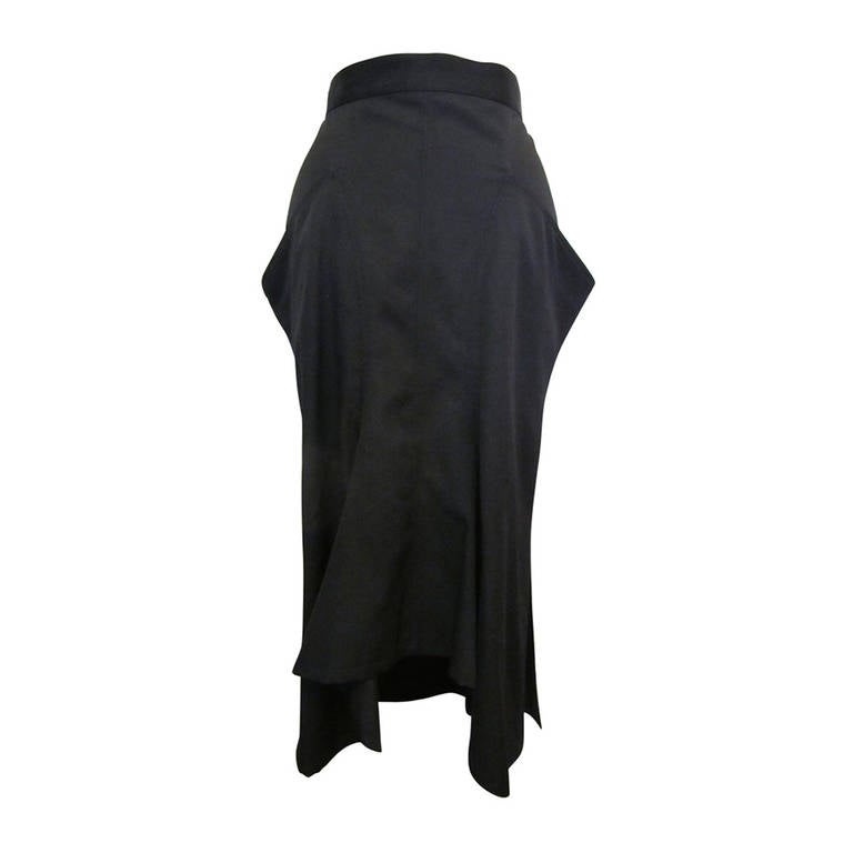 New Yohji Yamamoto Black Angular Skirt For Sale