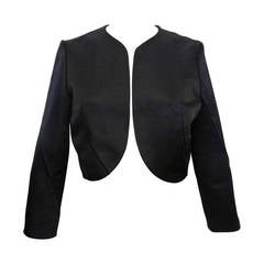 Nina Ricci New Black Satin Bolero Jacket