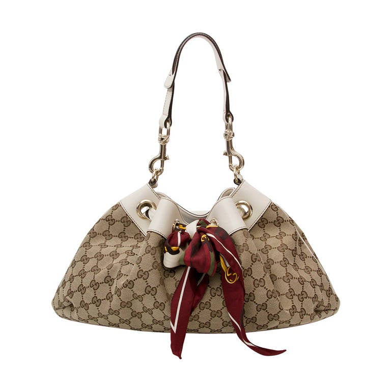 Gucci Monogram and Scarf Shoulder Bag at 1stdibs