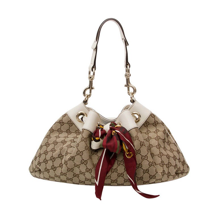 Gucci Monogram and Scarf Shoulder Bag at 1stDibs